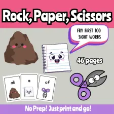 Fry First 100 Sight Words Rock, Paper, Scissors