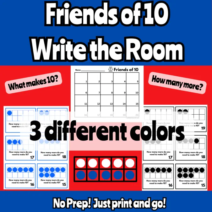 Friends of 10 Write the Room