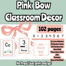 Pink Bow Classroom Decor